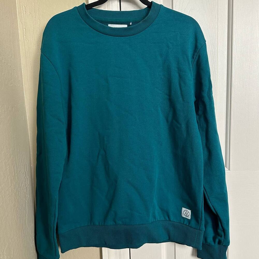 Amendi Organic Cotton Crewneck Sweatshirt - Teal / Petrol Blue‎ - Size Large